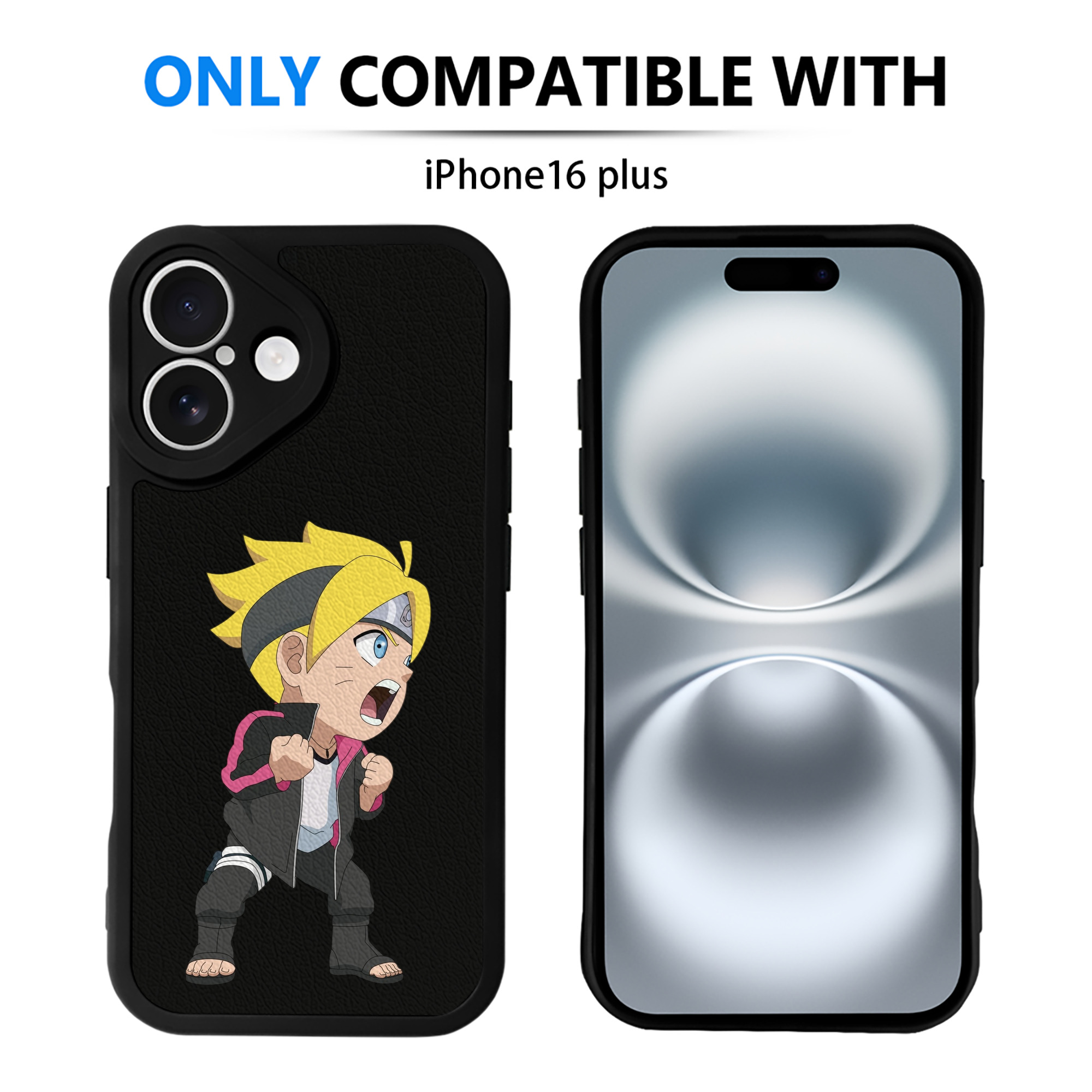 （画像用） NARUTO -ナルト- うずまき ボルト Uzumaki Boruto 【iPhone 16シリーズ対応】シリコンスマホケース（レザー調） 材質：シリコン